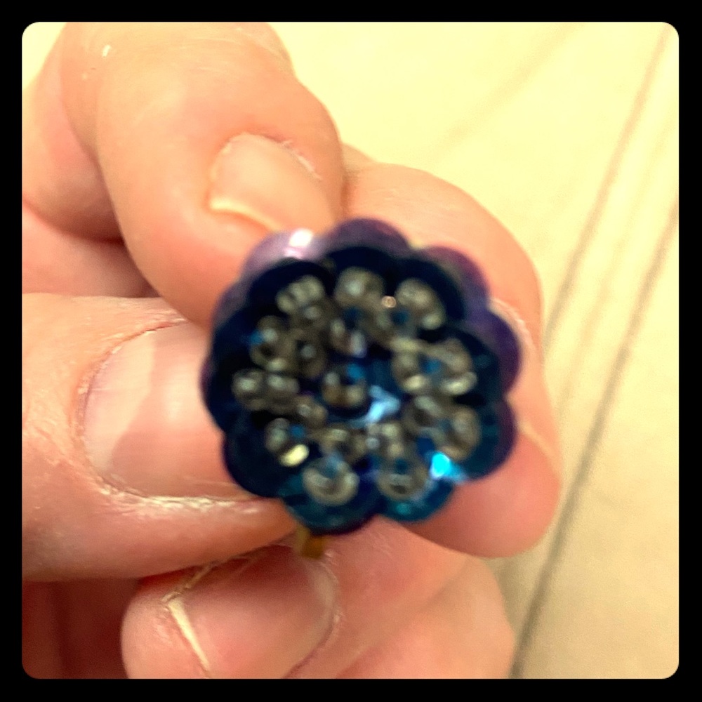 Dark Blue 1940s Sequin Jewelry Earrings